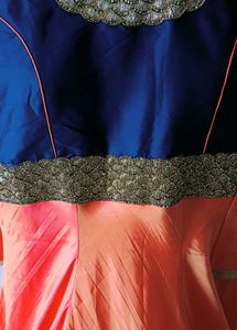 Heavy Embroidered Mulberry Silk Full Flared Gown
