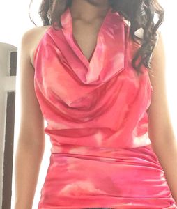 Tie- Die Cowl Neck Top