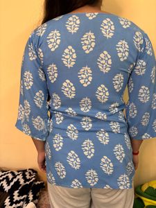 Blue Printed Tunic Top