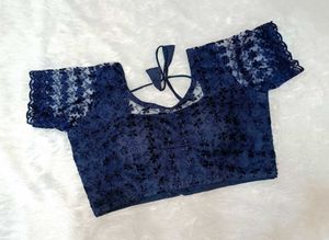 Navy Blue Floral Lace Blouse