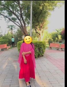 Beutiful Long Pink Kurti+Duppata