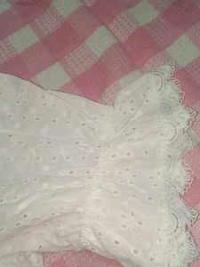 White Eyelet Blouse with Ruffle Sleeves