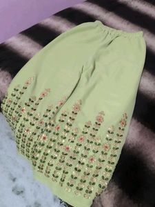 Embroidered Green Palazzos