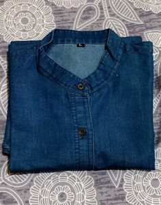 Denim Band Collar Button Down