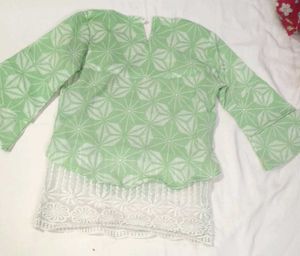 Green Floral Lace Top