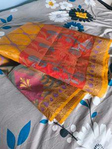 Elegant Orange &amp; Red Saree