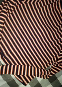 Orange , White And Black Strips Top