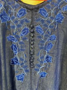 Embroidered Blue Kurta - XL