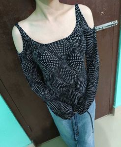 Black Stylish Cold Shoulder Top