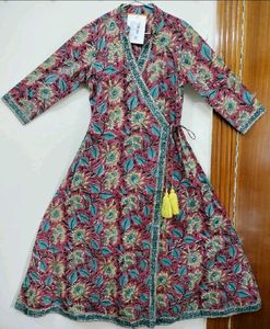 Red floral Angrakha anarkali kurta set