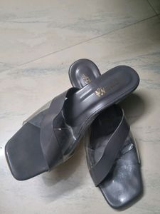 Grey Blocked Glass Heels For Women
