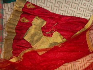 Red Lehnga With Crop Top