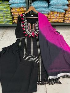 Black Embroidered Kurta Set
