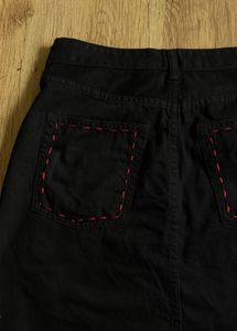 Black Heart Denim Skirt - Hand Embroidered