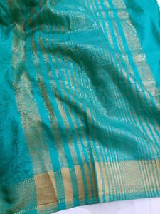 Green Banarasi Saree with free matching earrings