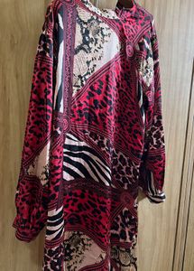 Red Animal Print Dress- Size XL