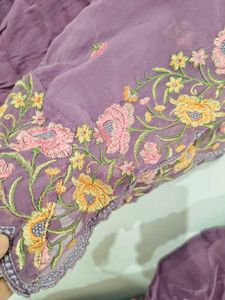 Purple Embroidered Kurta Palazzo Set