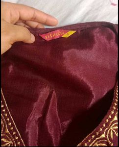 Maroon Embroidered Kurti