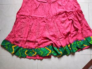 Peach Skirt And Aqua Green Blouse Set
