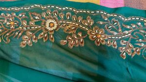 Embroidery Work Green Saree