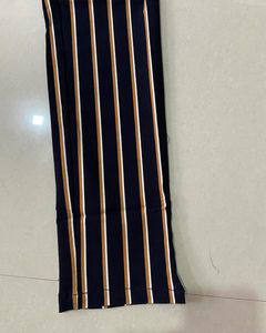 H&amp;M Navy Blue Striped Casual/ Formal Trouser