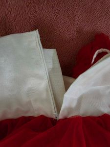 Red White Party Dress With Matching Shoes