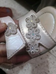 Girls White Sandals with Flower Detail