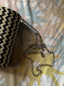 Houndstooth Party Clutch with Sling Chain