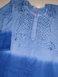 Denim Chickankari Kurti