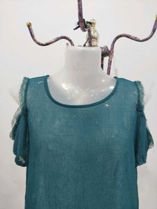 Emerald Green Cold Shoulder Top