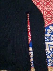 Black Full Sleeves Shimmer Sweater For Women