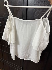 White Cold Shoulder Top