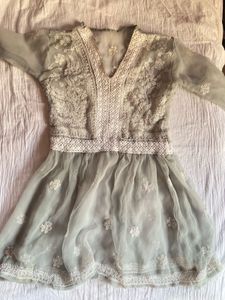 Chikankari Grey Short Kurti🍓