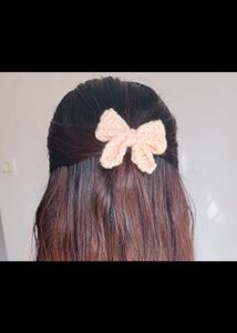 Crochet Hair Bow- Pastel Pink 🎀