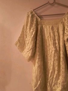 Lace Puff Sleeve crochet Top