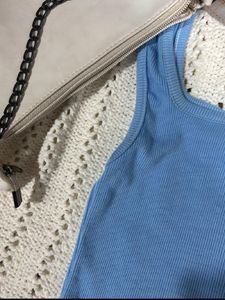BLUE RIBBED TANK TOP