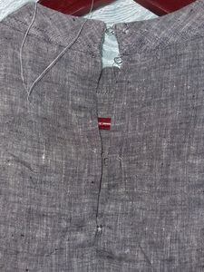 Grey Cotton Kurta High Neck
