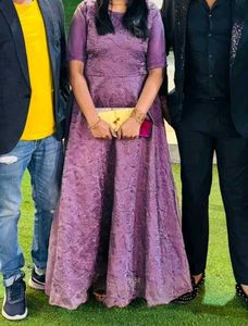 Lavender gown 💜🔥with earrings and bangles match