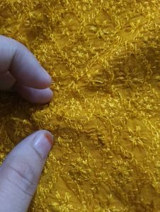 Mustard Yellow Embroidered Kurti