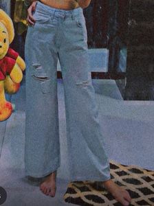 Distressed Light Wash Wide Leg Jeans