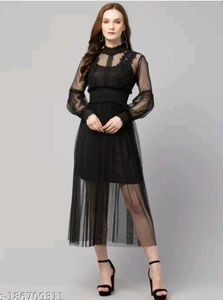 amazing beautiful black dress net febric same dres