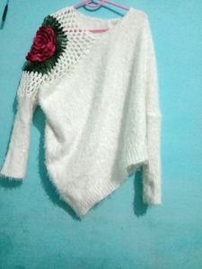 Winter Wear Top Hand Work Flower On Shoulder