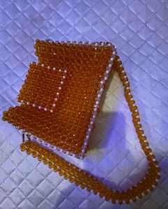 Orange Beaded Shoulder Bag