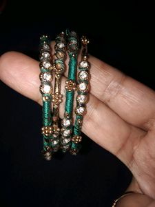 #green Set Of 4 Silk Thread Bangles Grab Now