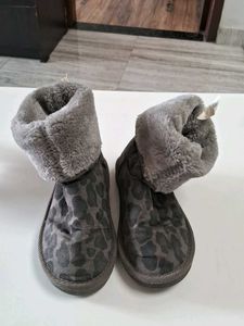 Leopard Print Fur Lined Boots Kids size 12