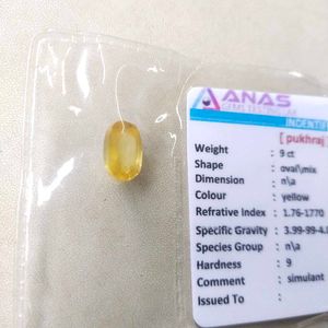 9 CTS Yellow Sapphire Pukhraj Gemstone