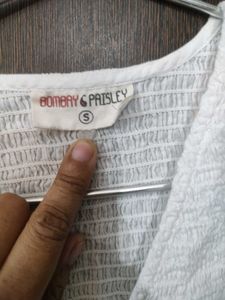 Bombay Paisley Embroidered White Sleeveless Top