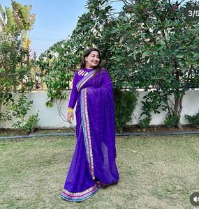 Elegant Purple Saree with Border