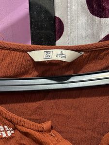 Embroidered Orange Blouse
