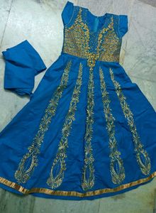 Blue &amp; Gold Embroidered Dress